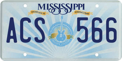 MS license plate ACS566