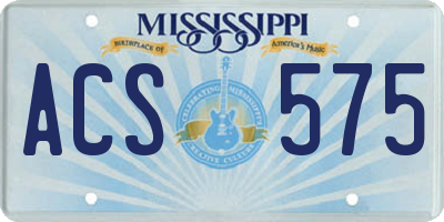 MS license plate ACS575