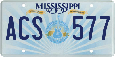MS license plate ACS577