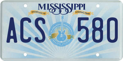 MS license plate ACS580