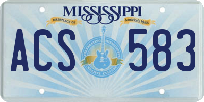 MS license plate ACS583