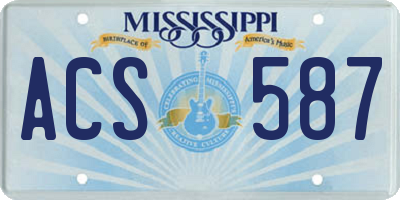 MS license plate ACS587