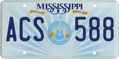 MS license plate ACS588