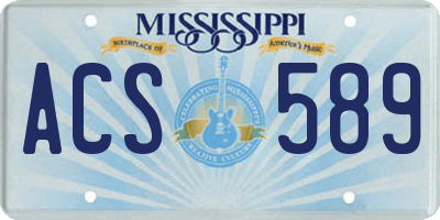 MS license plate ACS589