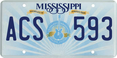 MS license plate ACS593