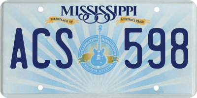 MS license plate ACS598
