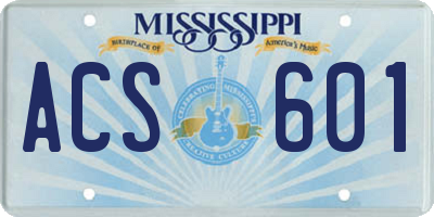 MS license plate ACS601
