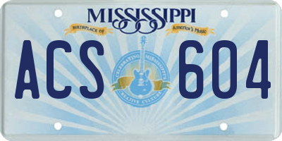 MS license plate ACS604