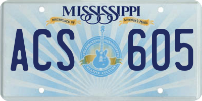 MS license plate ACS605