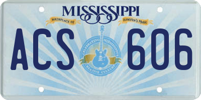 MS license plate ACS606