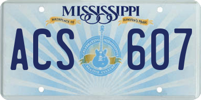 MS license plate ACS607