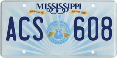 MS license plate ACS608