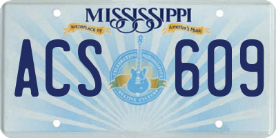 MS license plate ACS609