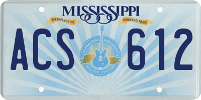 MS license plate ACS612