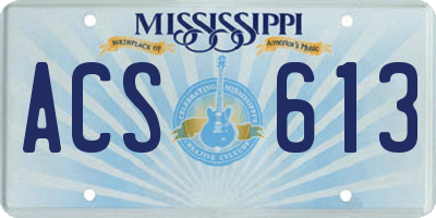 MS license plate ACS613