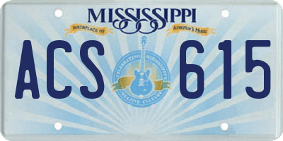 MS license plate ACS615