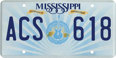 MS license plate ACS618
