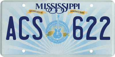 MS license plate ACS622