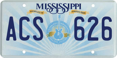 MS license plate ACS626