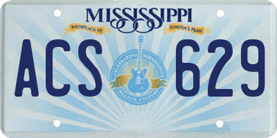 MS license plate ACS629
