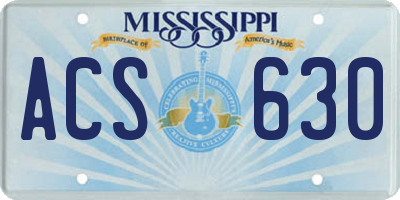 MS license plate ACS630