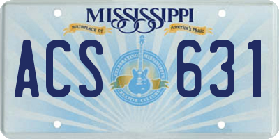 MS license plate ACS631