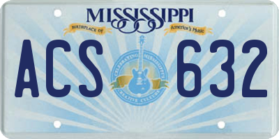 MS license plate ACS632
