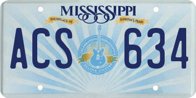 MS license plate ACS634
