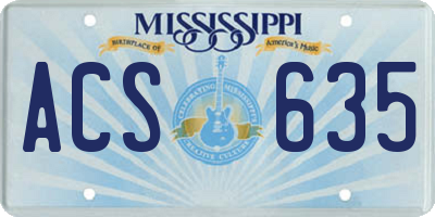 MS license plate ACS635