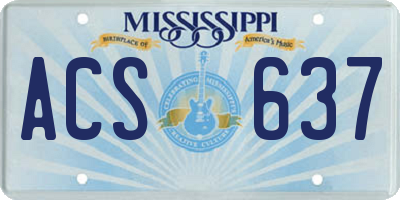 MS license plate ACS637