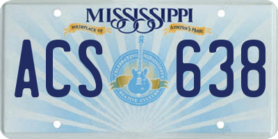 MS license plate ACS638