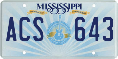 MS license plate ACS643