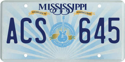 MS license plate ACS645