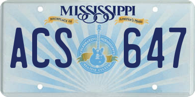MS license plate ACS647