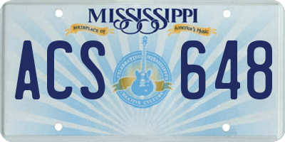 MS license plate ACS648