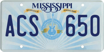 MS license plate ACS650