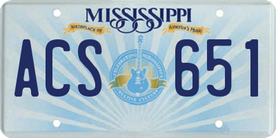 MS license plate ACS651