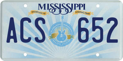 MS license plate ACS652