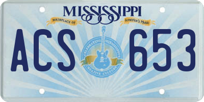 MS license plate ACS653