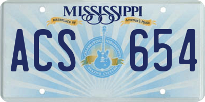 MS license plate ACS654