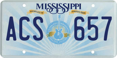 MS license plate ACS657