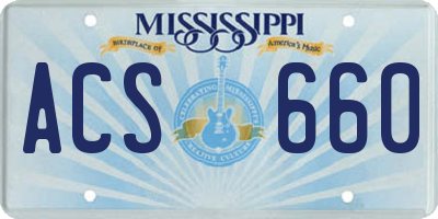 MS license plate ACS660