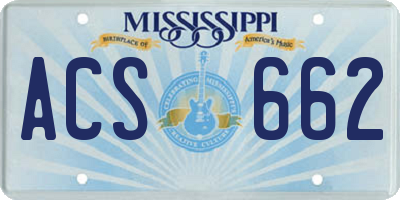 MS license plate ACS662