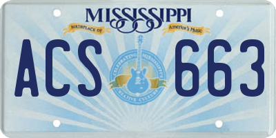 MS license plate ACS663