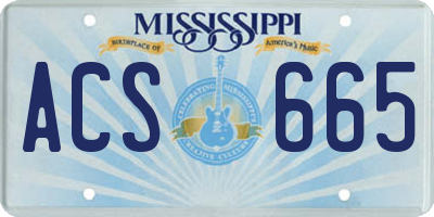 MS license plate ACS665