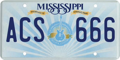 MS license plate ACS666