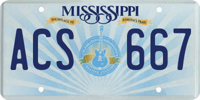 MS license plate ACS667