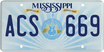 MS license plate ACS669