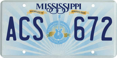 MS license plate ACS672