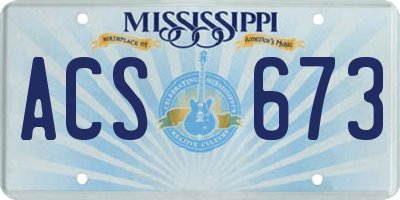 MS license plate ACS673